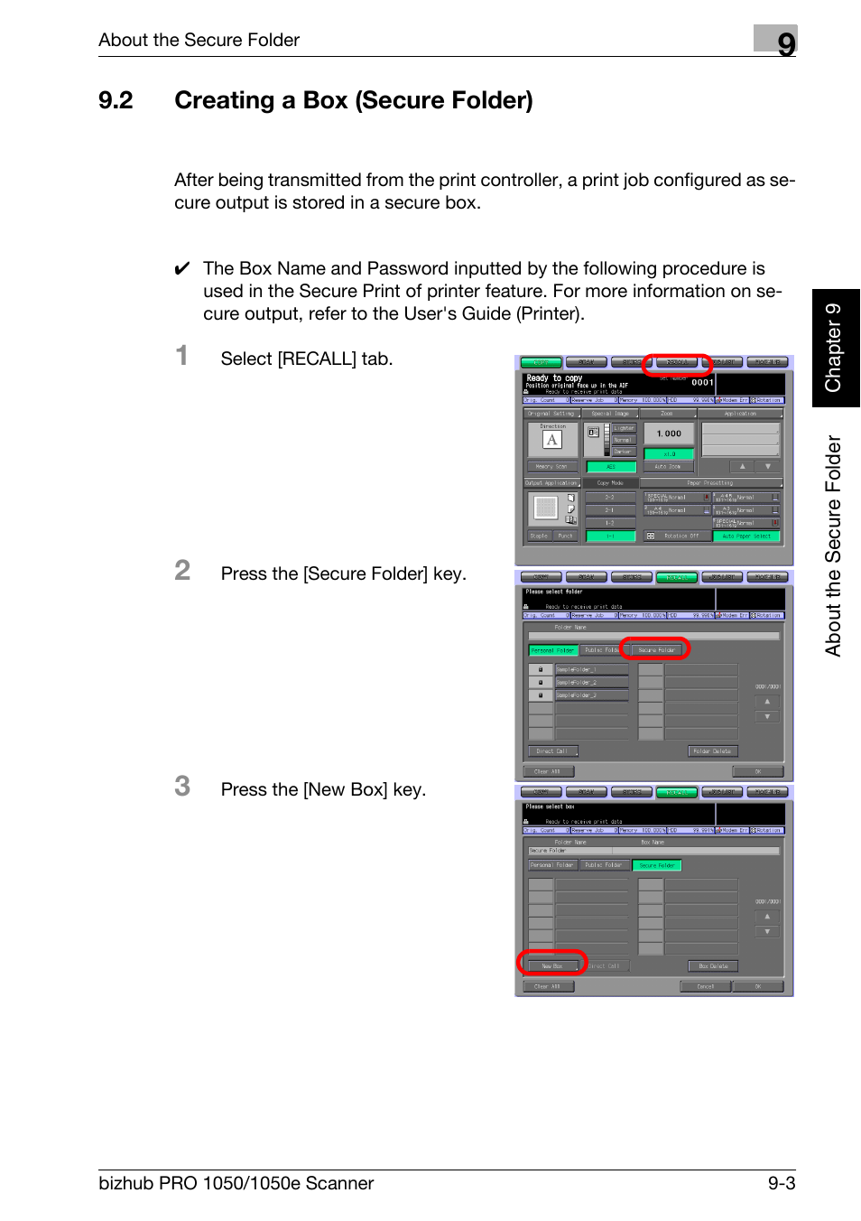 2 creating a box (secure folder), Creating a box (secure folder) -3 | Konica Minolta BIZHUB PRO 1050E User Manual | Page 158 / 190