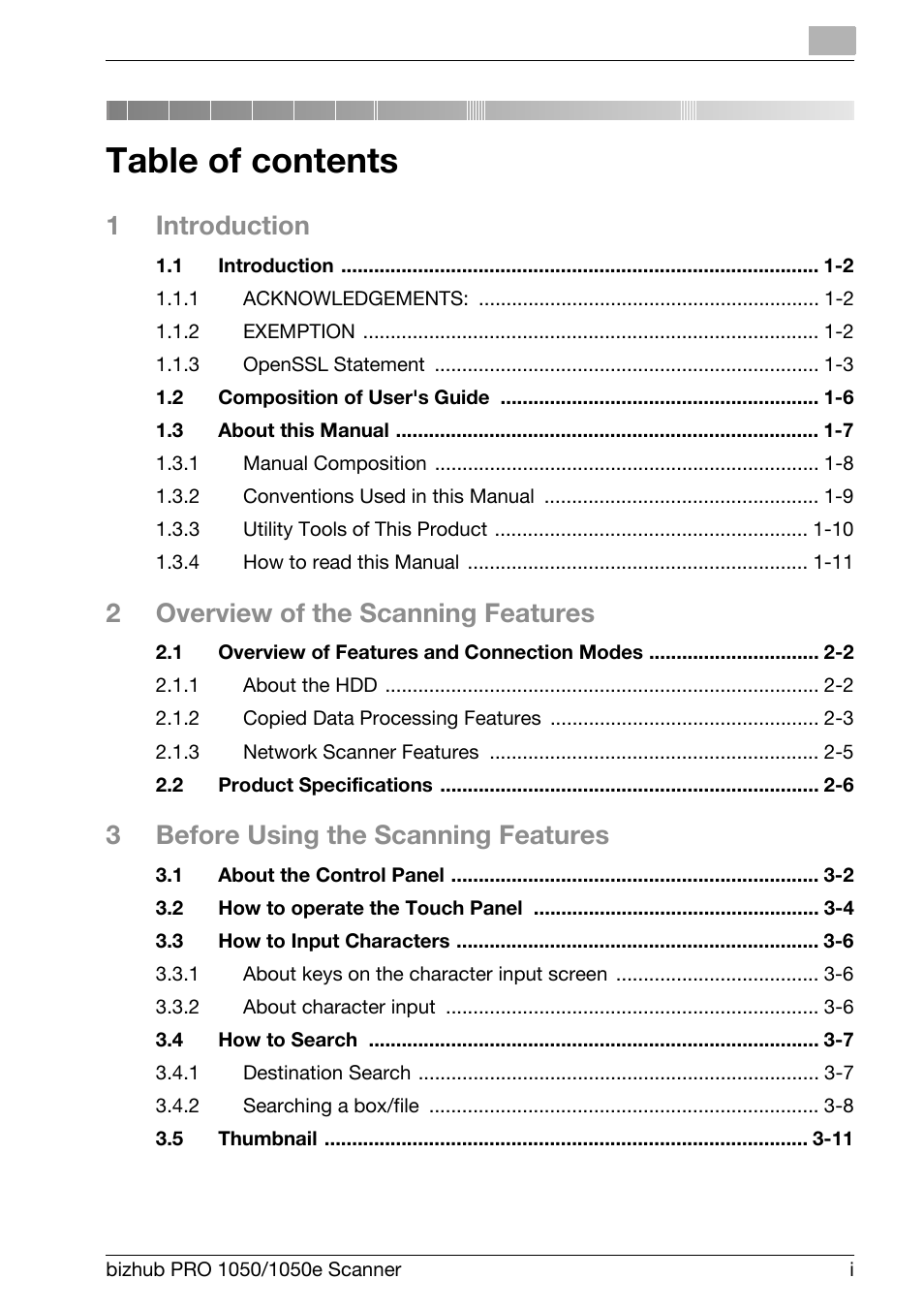 Konica Minolta BIZHUB PRO 1050E User Manual | Page 2 / 190