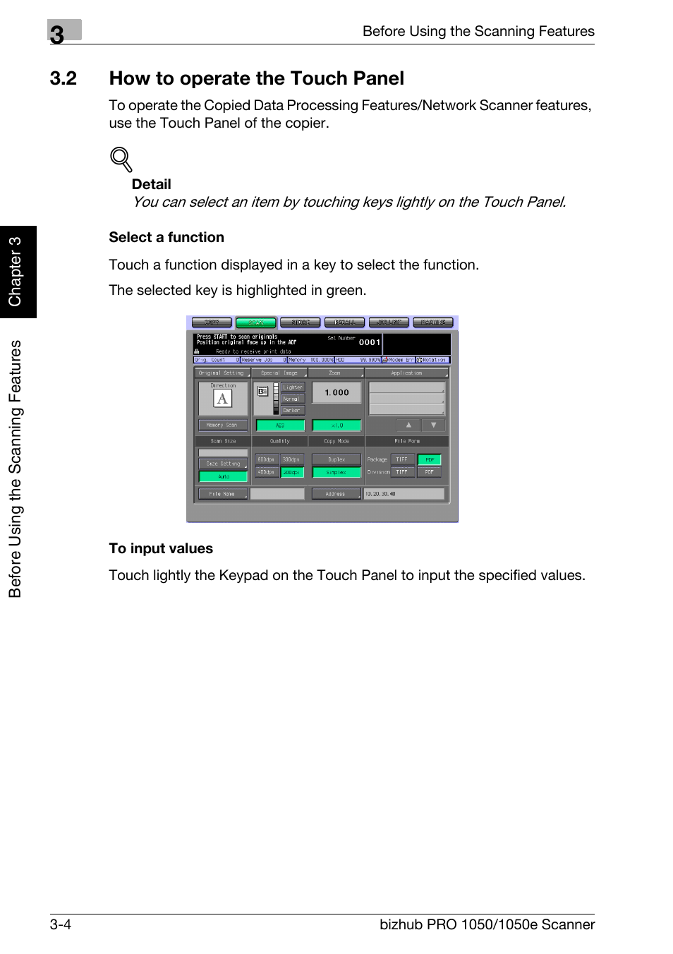 2 how to operate the touch panel, How to operate the touch panel -4 | Konica Minolta BIZHUB PRO 1050E User Manual | Page 27 / 190