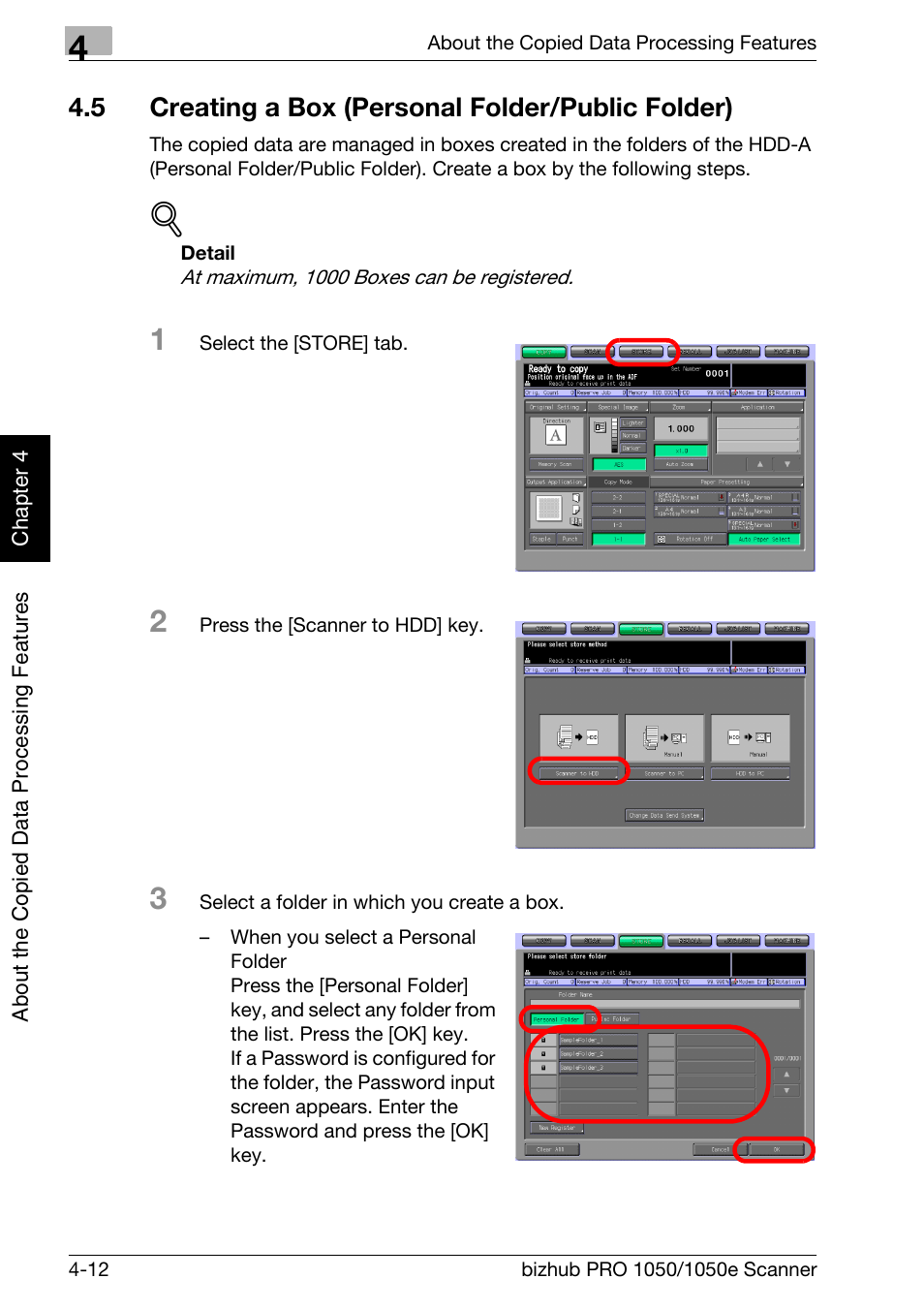 5 creating a box (personal folder/public folder), Creating a box (personal folder/public folder) -12 | Konica Minolta BIZHUB PRO 1050E User Manual | Page 47 / 190