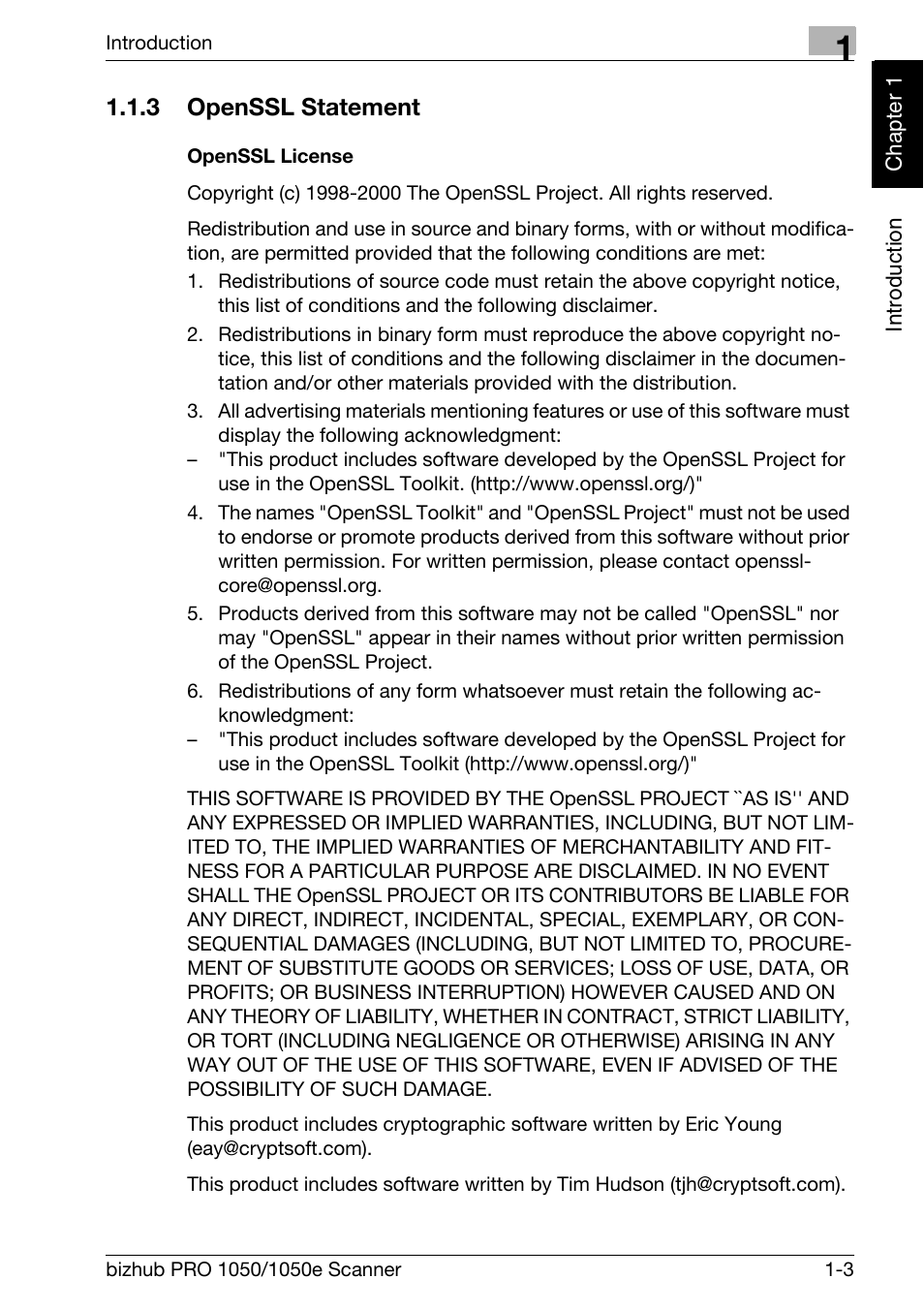 3 openssl statement, Openssl statement -3 | Konica Minolta BIZHUB PRO 1050E User Manual | Page 8 / 190