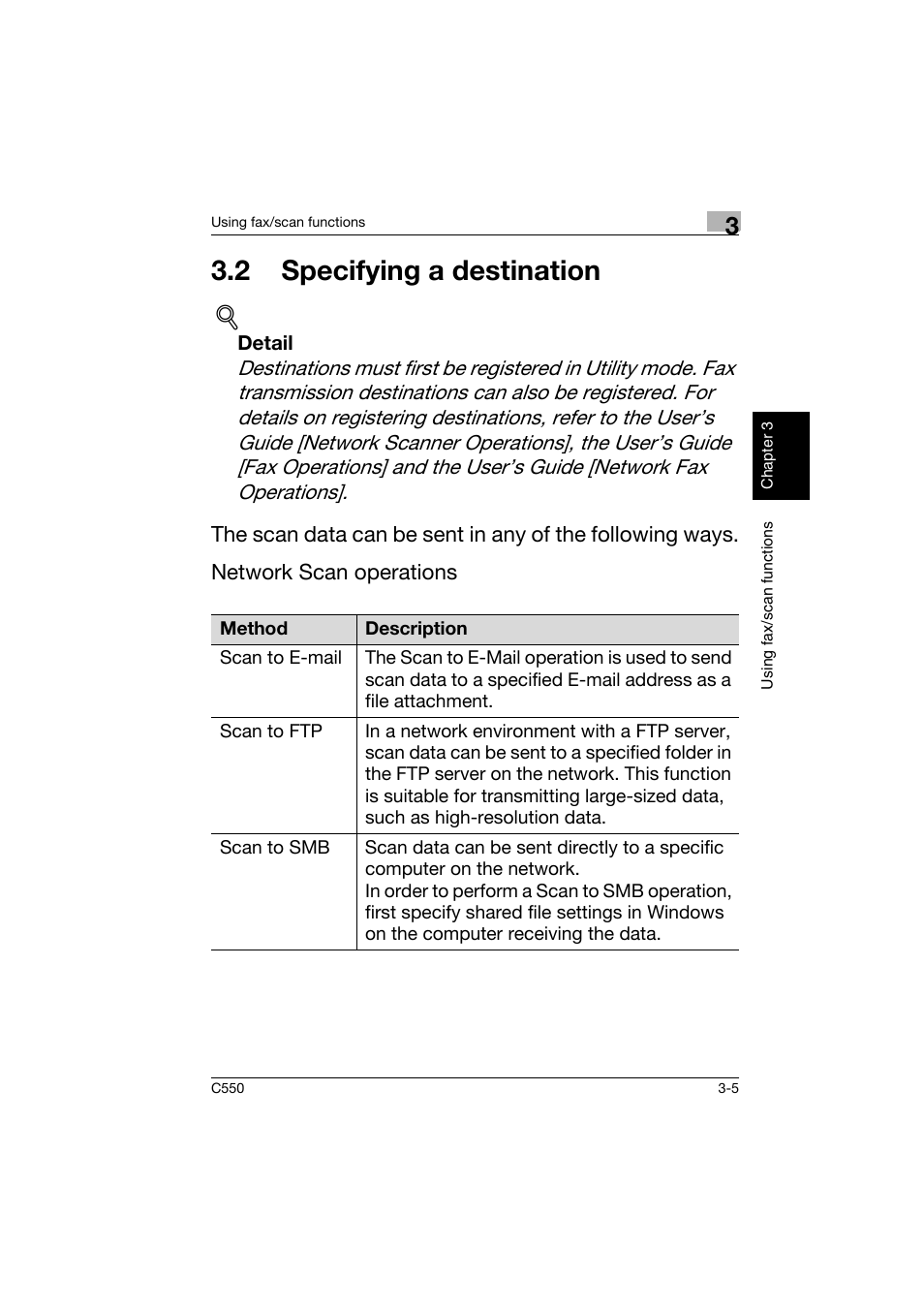 2 specifying a destination, 2 specifying a destination -5 | Konica Minolta C550 User Manual | Page 106 / 164