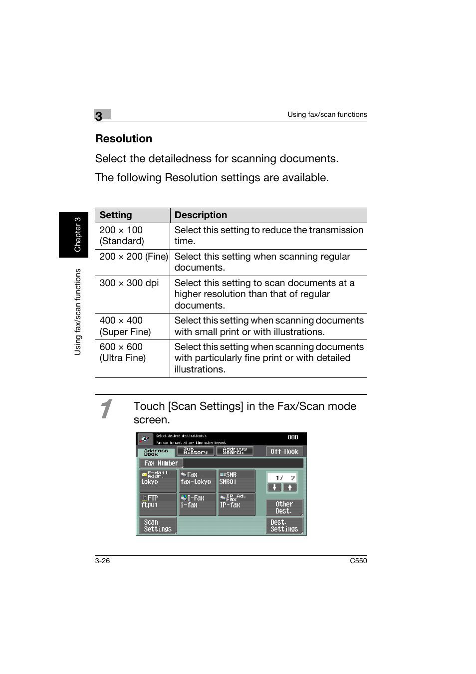 Resolution, Resolution -26 | Konica Minolta C550 User Manual | Page 127 / 164
