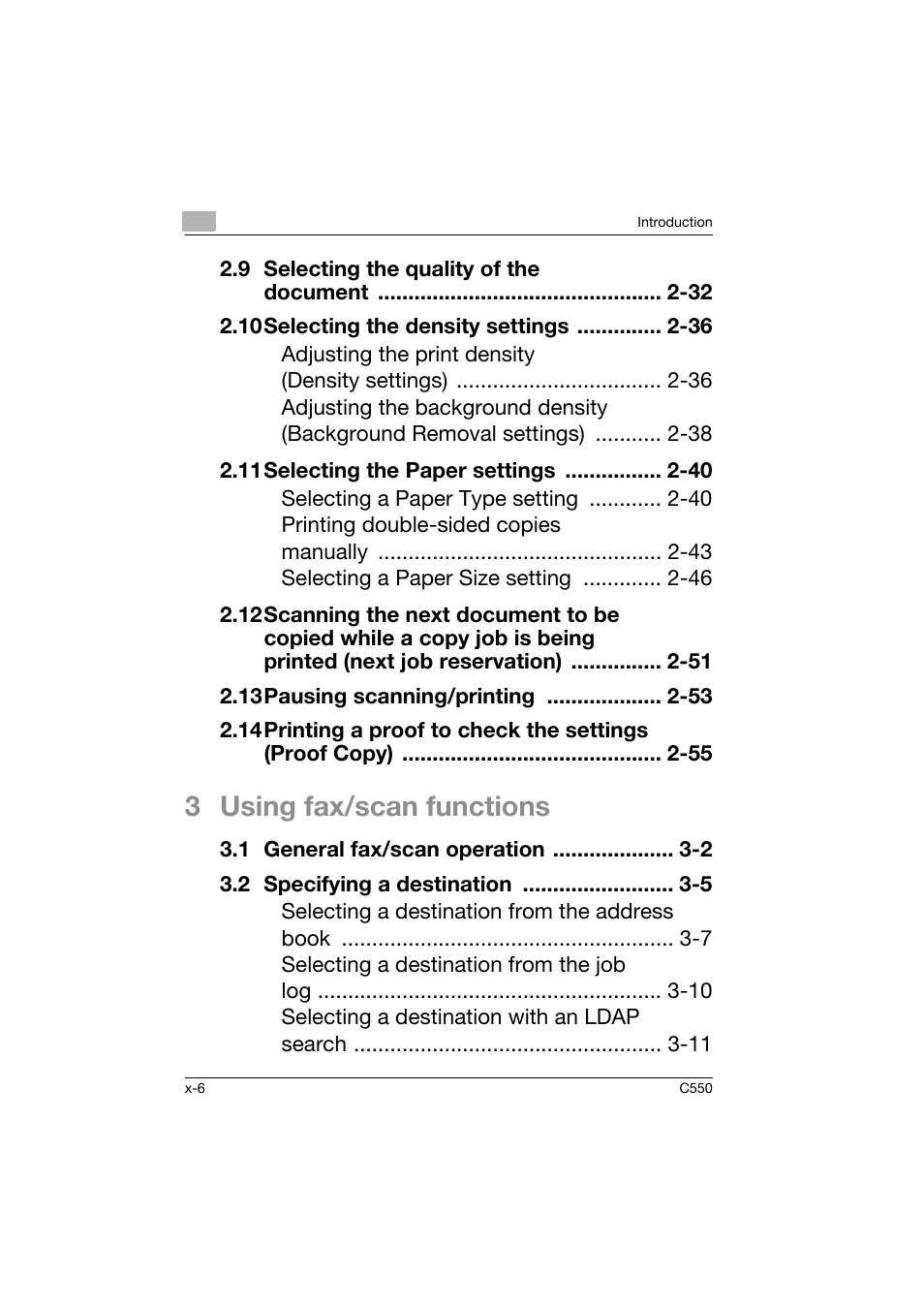 3 using fax/scan functions | Konica Minolta C550 User Manual | Page 7 / 164