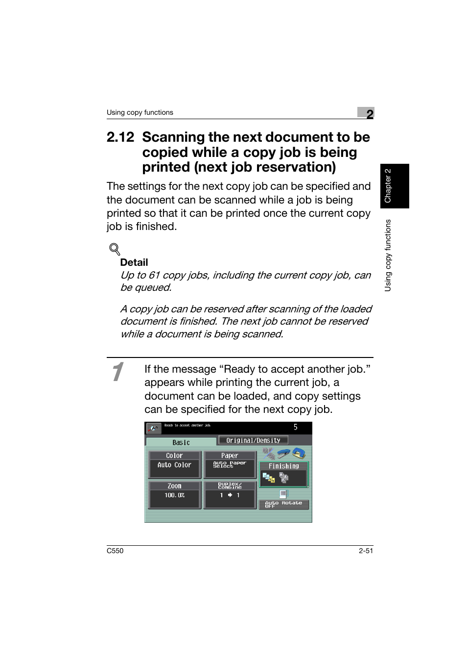12scanning the next document to be | Konica Minolta C550 User Manual | Page 94 / 164