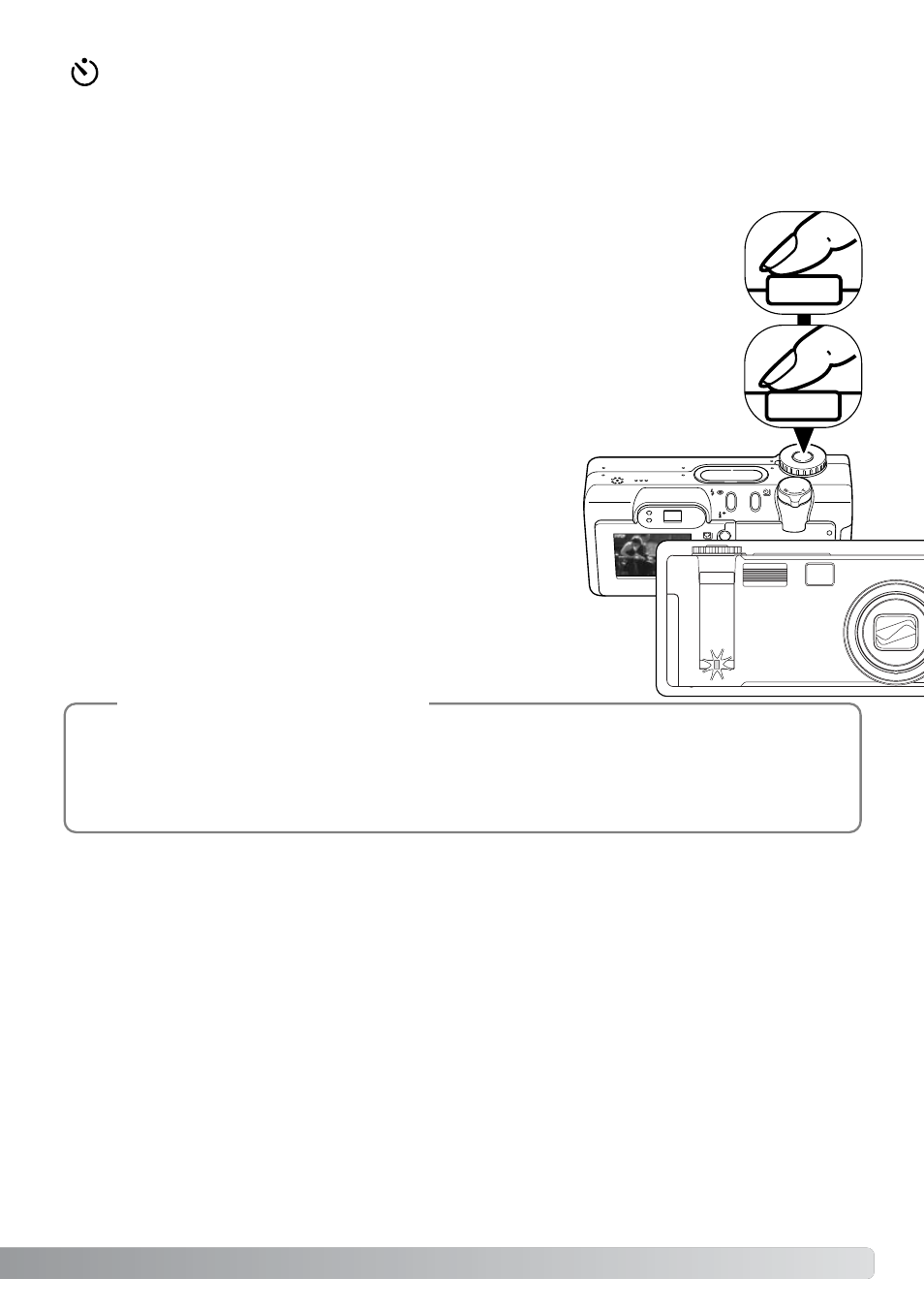 Self-timer, Shooting tips 1 3 self-timer 2 | Konica Minolta DiMAGE F200 User Manual | Page 39 / 132
