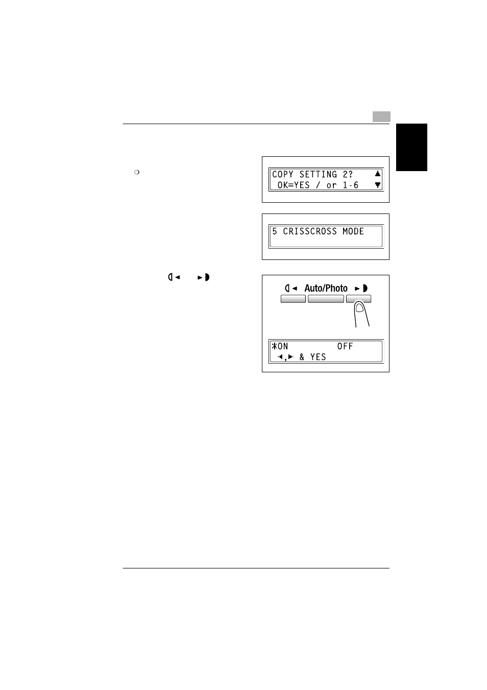 To set the “crisscross mode” function, To set the, Crisscross mode | Function -54 | Konica Minolta bizhub 180 User Manual | Page 210 / 256