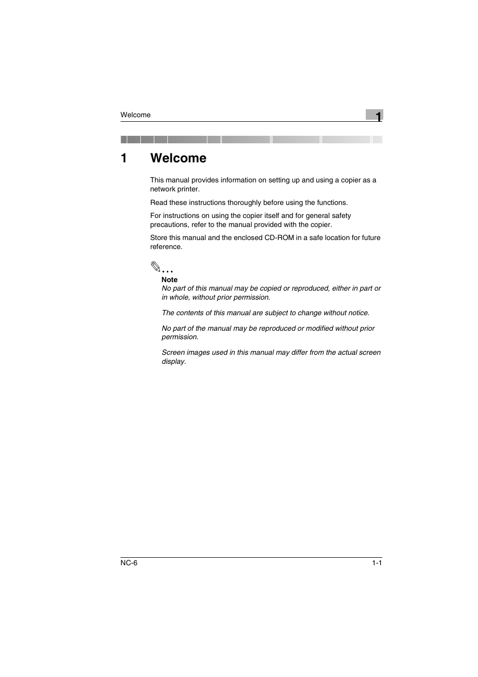 1 welcome, Welcome, 1welcome | Konica Minolta NC-6 User Manual | Page 6 / 50