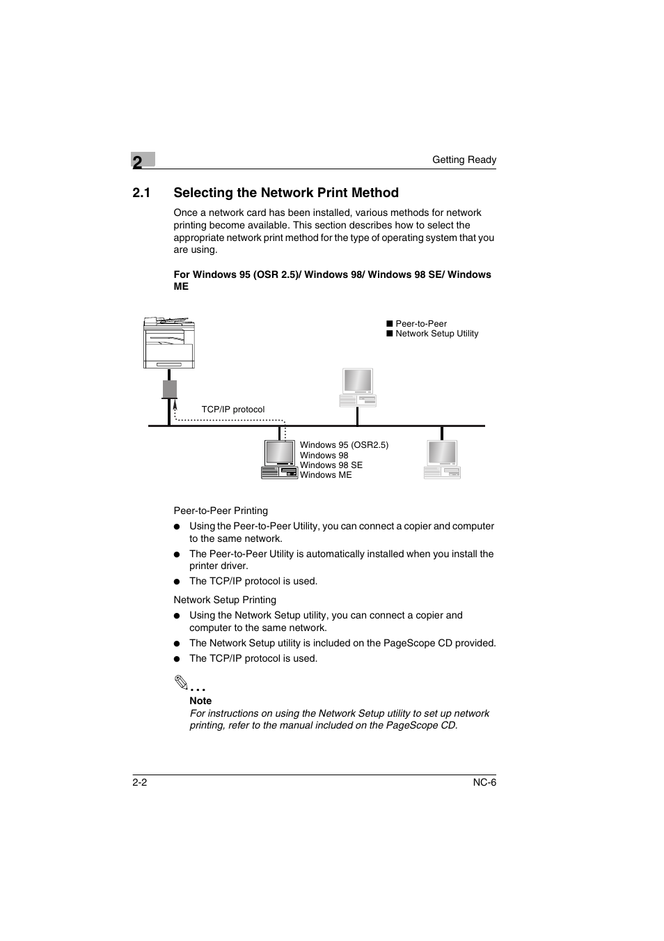 1 selecting the network print method, Selecting the network print method -2 | Konica Minolta NC-6 User Manual | Page 9 / 50