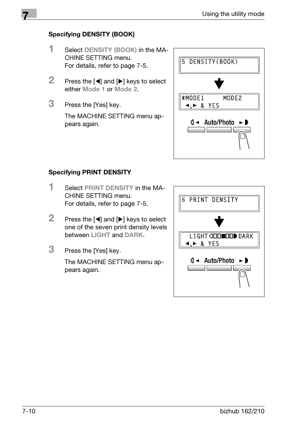 Specifying density (book), Specifying print density | Konica Minolta BIZHUB 210 User Manual | Page 178 / 256