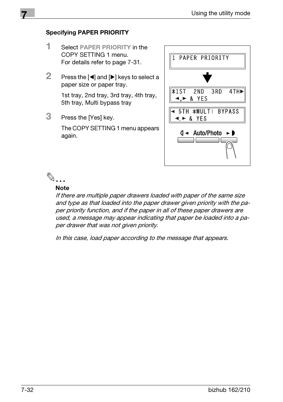 Specifying paper priority, Specifying paper priority -32 | Konica Minolta BIZHUB 210 User Manual | Page 200 / 256