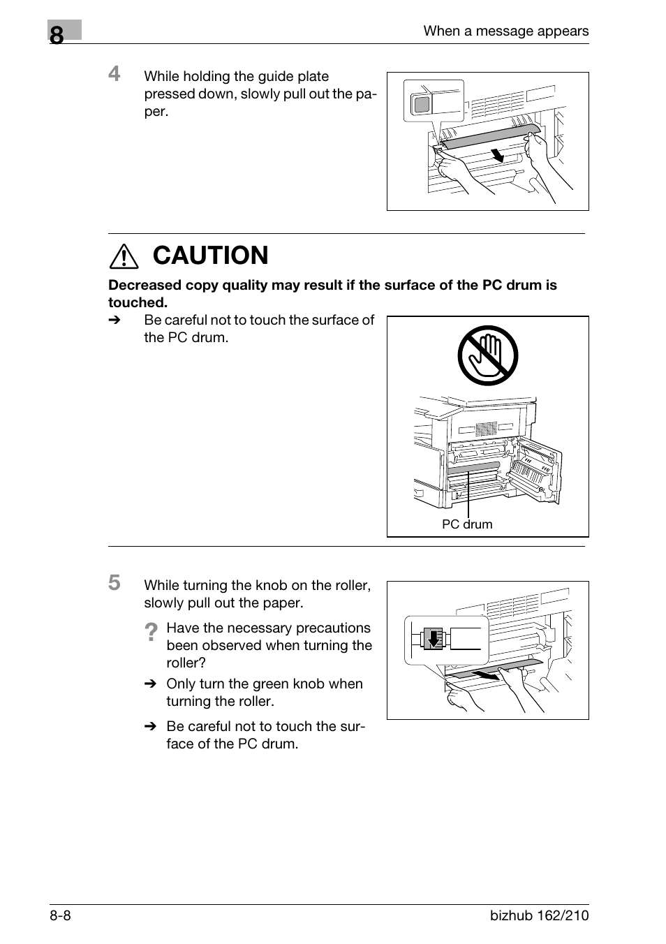 7 caution | Konica Minolta BIZHUB 210 User Manual | Page 218 / 256