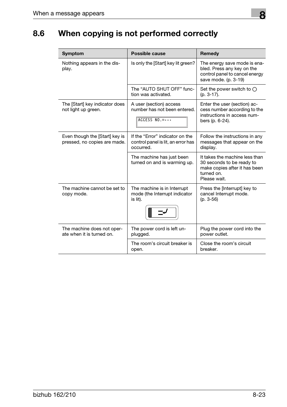 6 when copying is not performed correctly, When copying is not performed correctly -23 | Konica Minolta BIZHUB 210 User Manual | Page 233 / 256