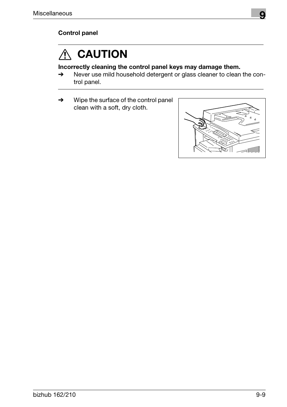 Control panel, Control panel -9, 7 caution | Konica Minolta BIZHUB 210 User Manual | Page 243 / 256