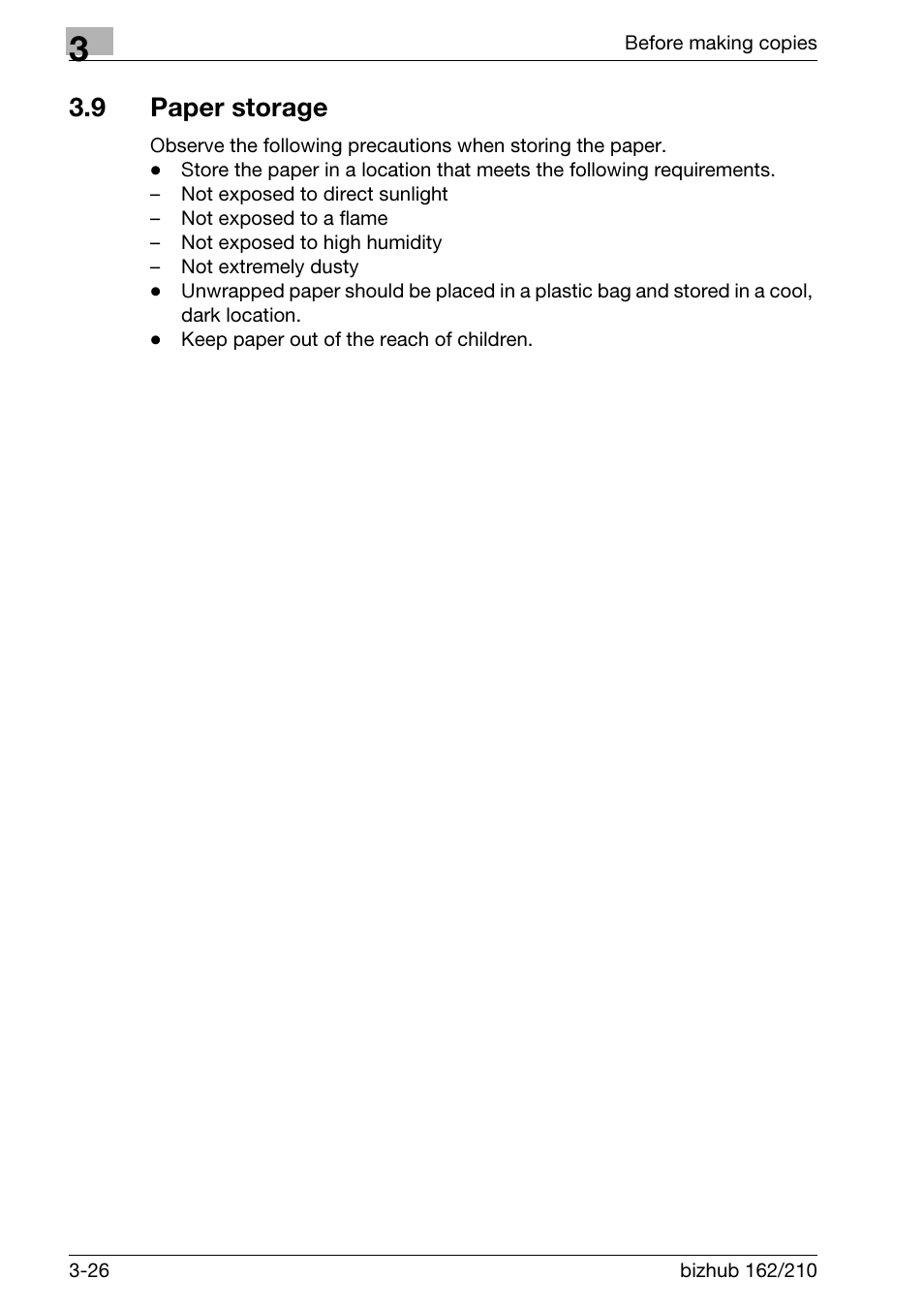 9 paper storage, Paper storage -26 | Konica Minolta BIZHUB 210 User Manual | Page 72 / 256