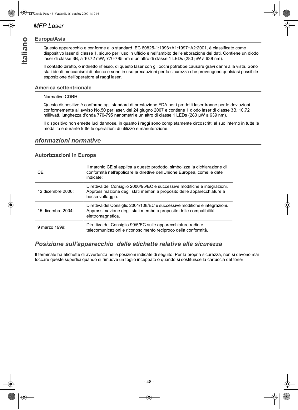 Ita li a n o | Konica Minolta PAGEPRO 1480MF User Manual | Page 49 / 198