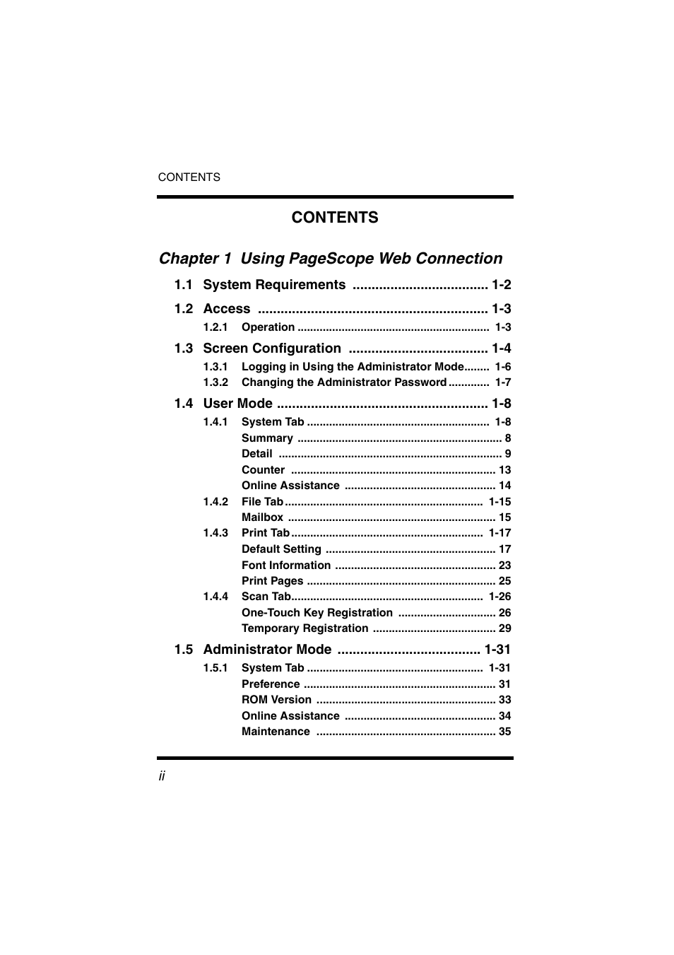 Contents chapter 1 using pagescope web connection | Konica Minolta IC-401 User Manual | Page 3 / 106