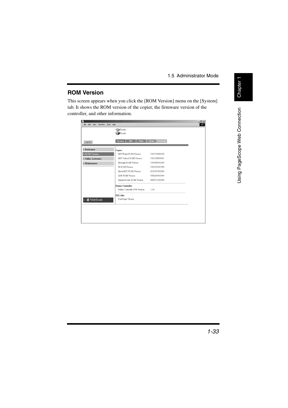 Rom version | Konica Minolta IC-401 User Manual | Page 40 / 106