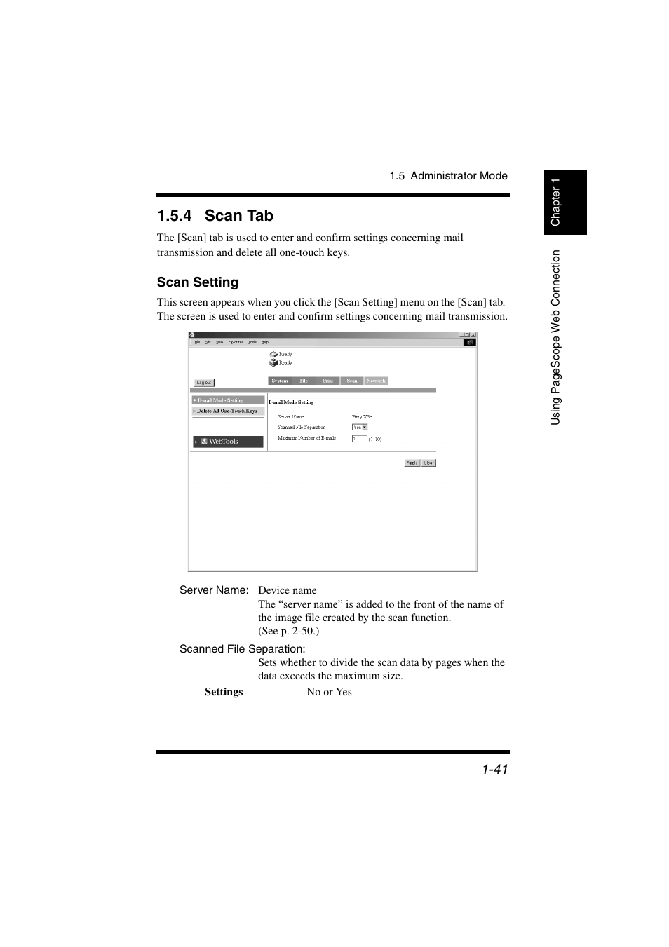 4 scan tab, Scan setting, Scan tab -41 | Konica Minolta IC-401 User Manual | Page 48 / 106