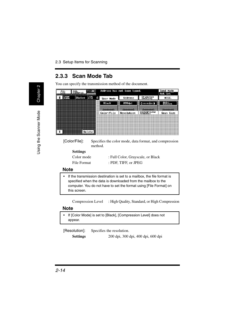 3 scan mode tab, Scan mode tab -14 | Konica Minolta IC-401 User Manual | Page 67 / 106