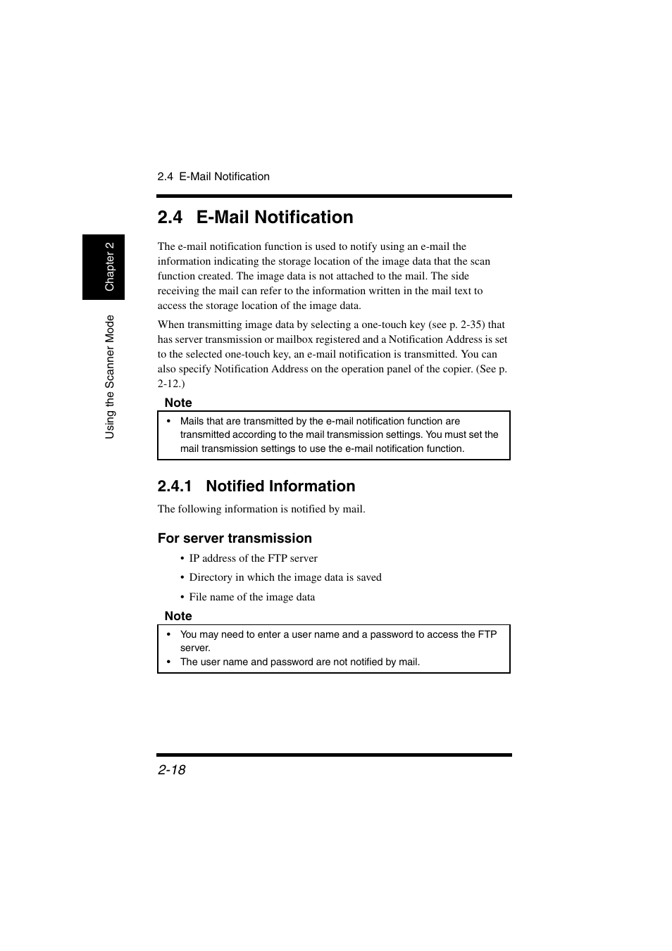 4 e-mail notification, 1 notified information, For server transmission | 4 e-mail notification -18, Notified information -18 | Konica Minolta IC-401 User Manual | Page 71 / 106