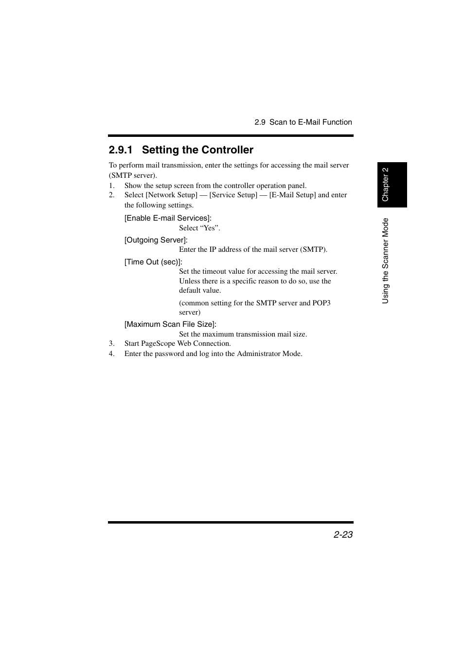 1 setting the controller, Setting the controller -23, P. 2-23 | Konica Minolta IC-401 User Manual | Page 76 / 106