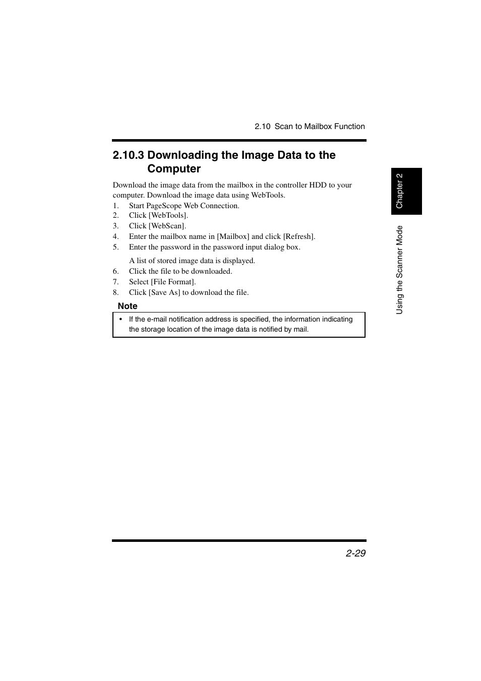 3 downloading the image data to the computer, 3 downloading the image data to the, Computer -29 | P. 2-29 | Konica Minolta IC-401 User Manual | Page 82 / 106