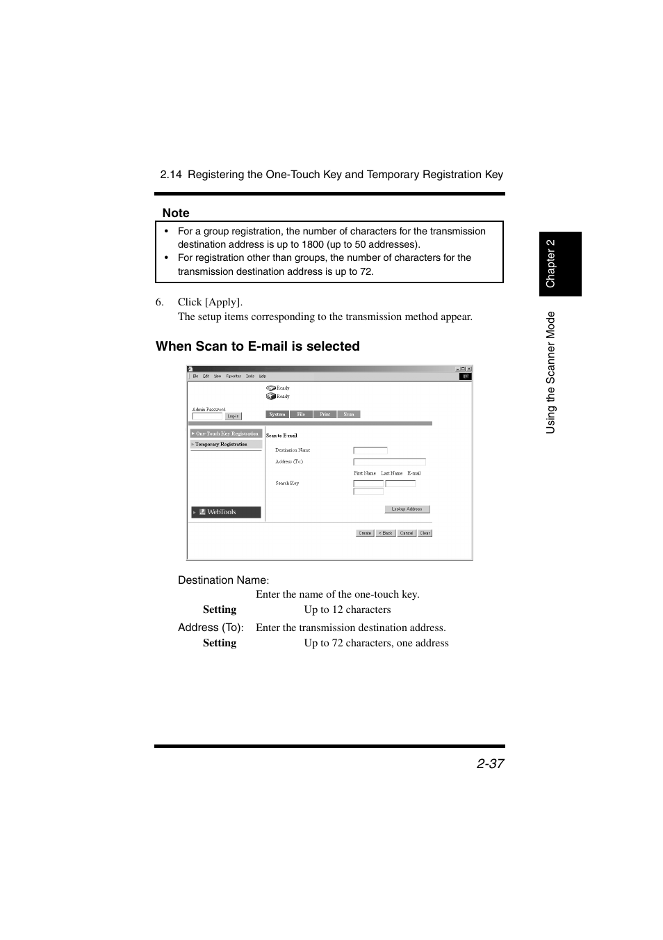 When scan to e-mail is selected, P. 2-37, P. 2-37) | Konica Minolta IC-401 User Manual | Page 90 / 106