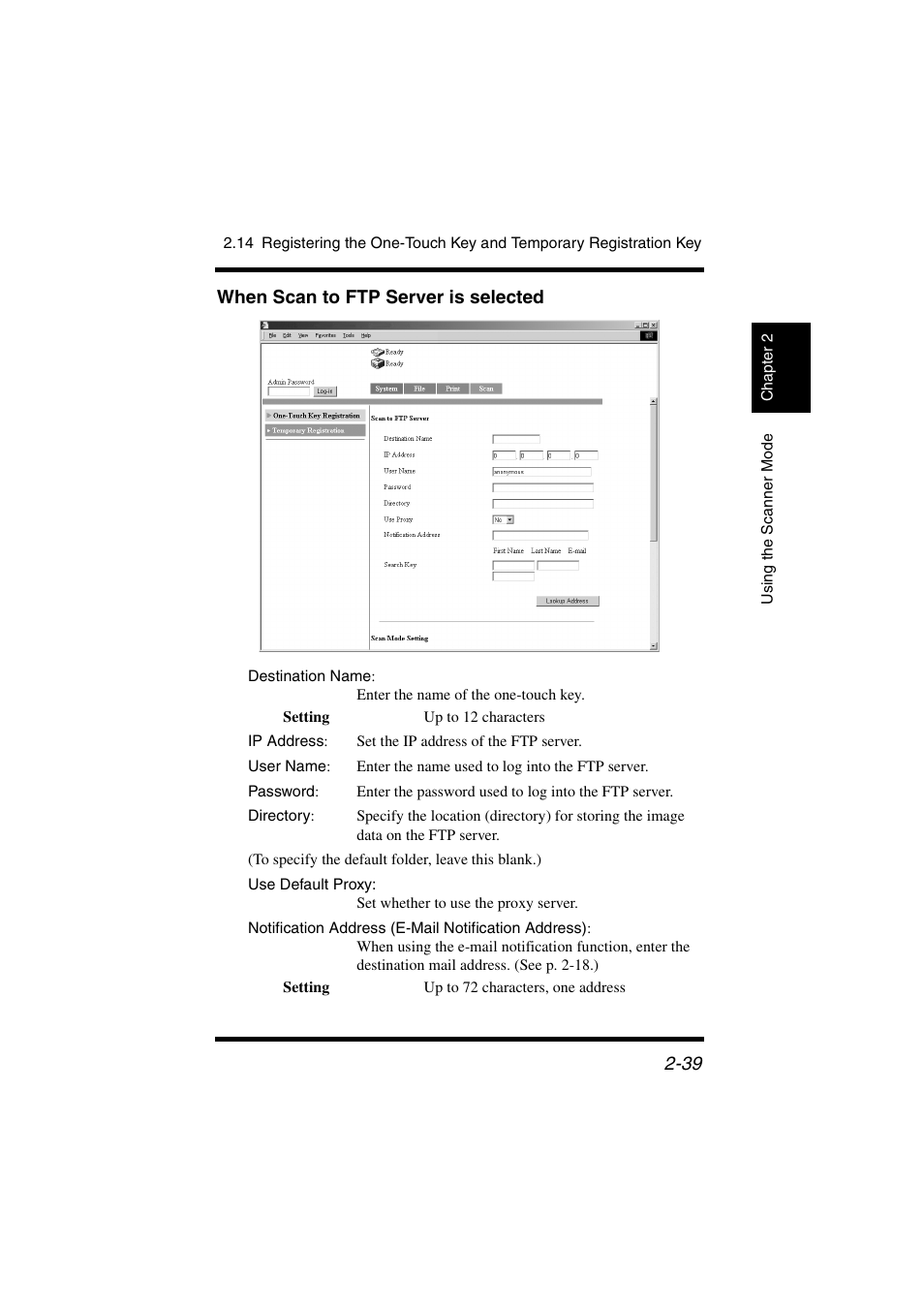 When scan to ftp server is selected, P. 2-39) | Konica Minolta IC-401 User Manual | Page 92 / 106