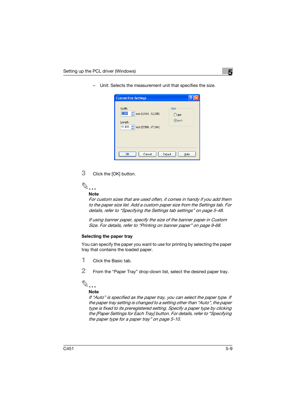 Selecting the paper tray, Selecting the paper tray -9 | Konica Minolta BIZHUP C451 User Manual | Page 152 / 410