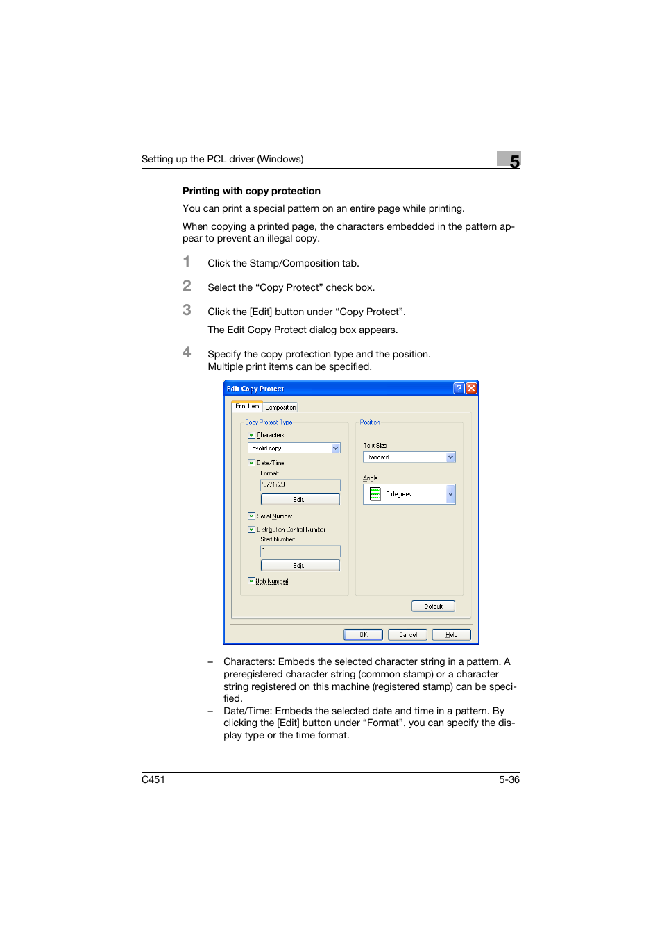 Printing with copy protection, Printing with copy protection -36 | Konica Minolta BIZHUP C451 User Manual | Page 179 / 410