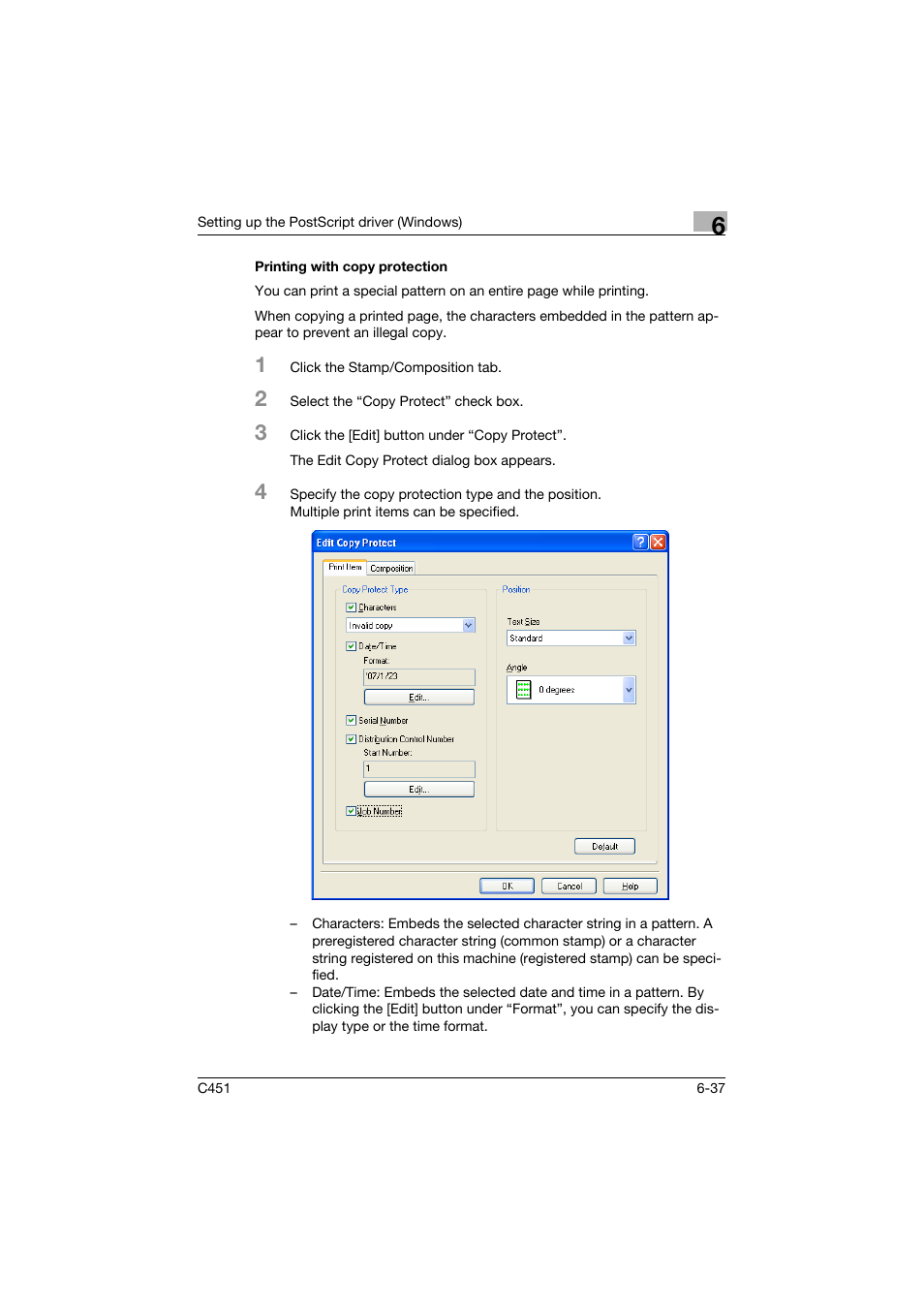 Printing with copy protection, Printing with copy protection -37 | Konica Minolta BIZHUP C451 User Manual | Page 234 / 410
