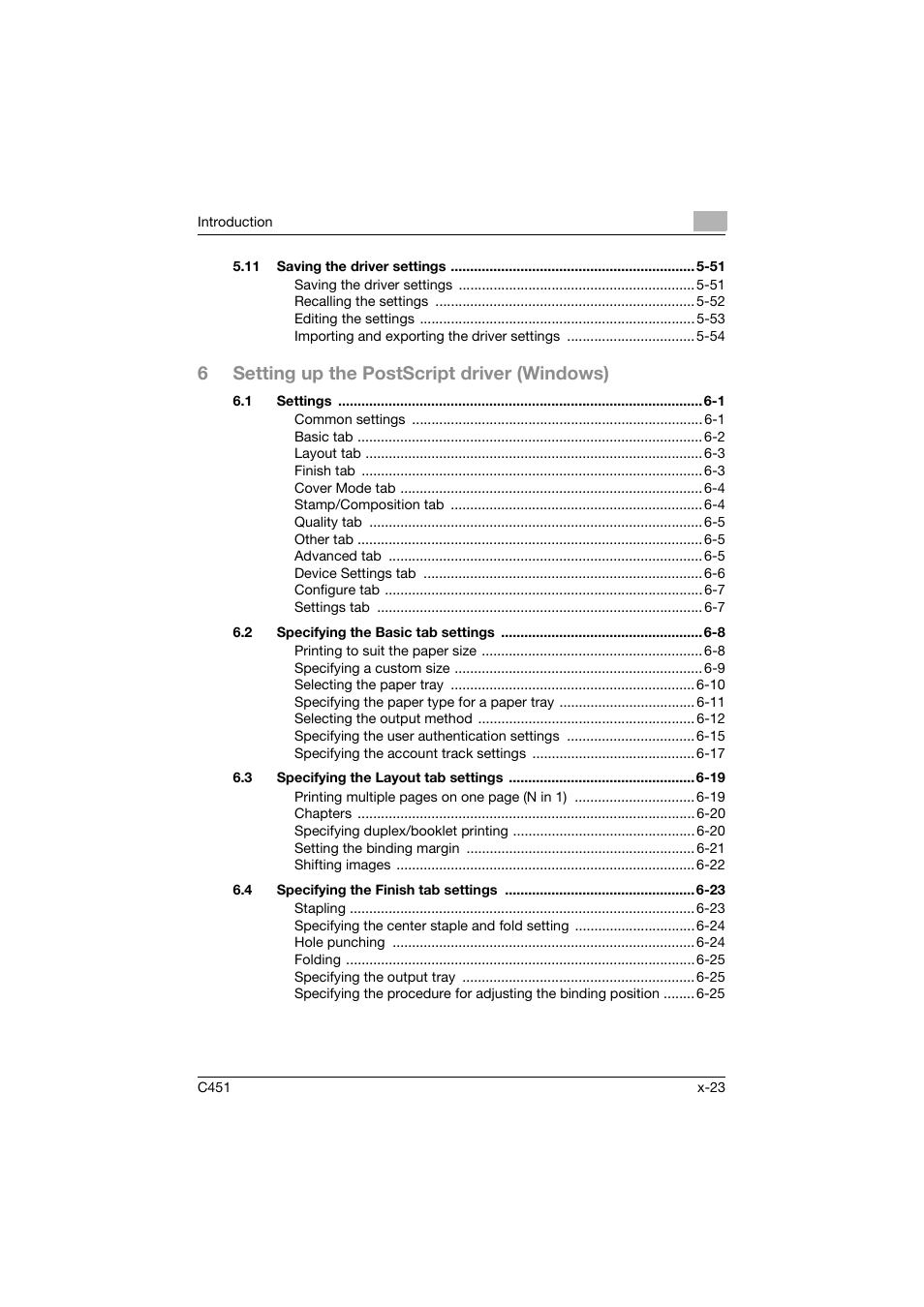 6setting up the postscript driver (windows) | Konica Minolta BIZHUP C451 User Manual | Page 24 / 410