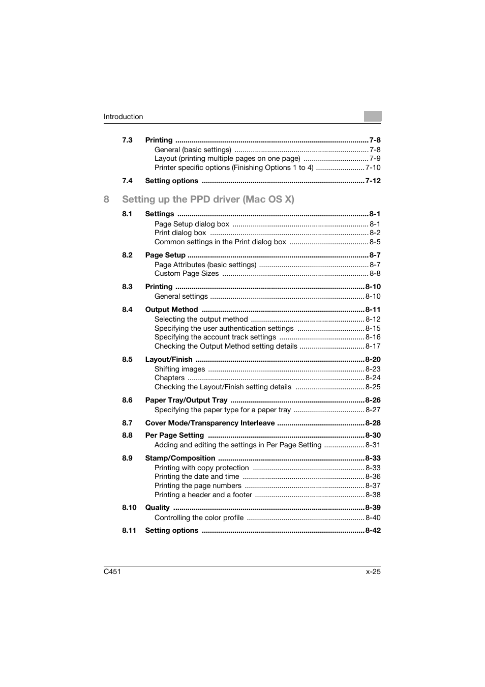8setting up the ppd driver (mac os x) | Konica Minolta BIZHUP C451 User Manual | Page 26 / 410