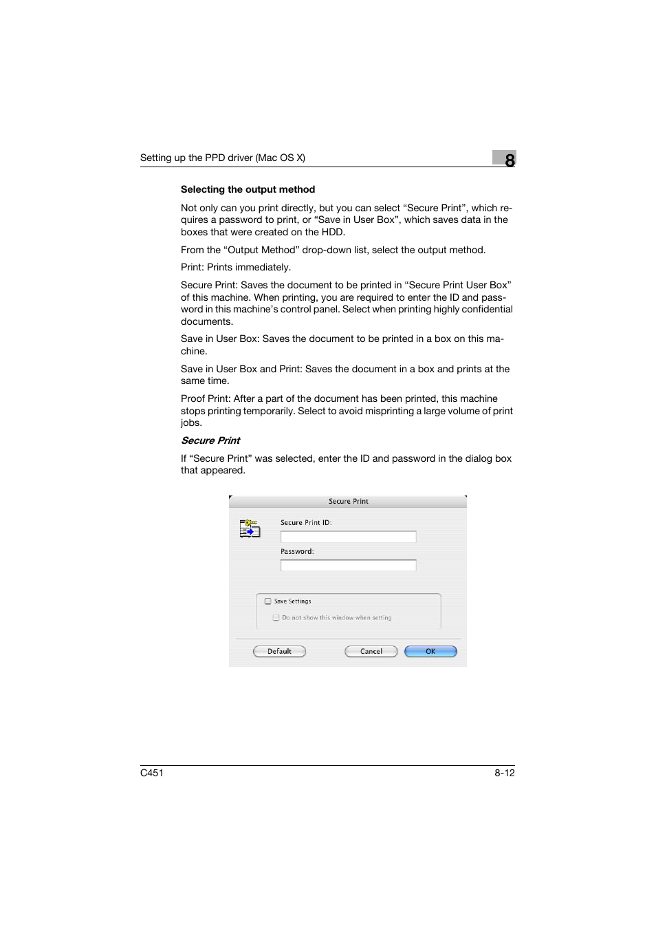 Selecting the output method, Selecting the output method -12 | Konica Minolta BIZHUP C451 User Manual | Page 279 / 410