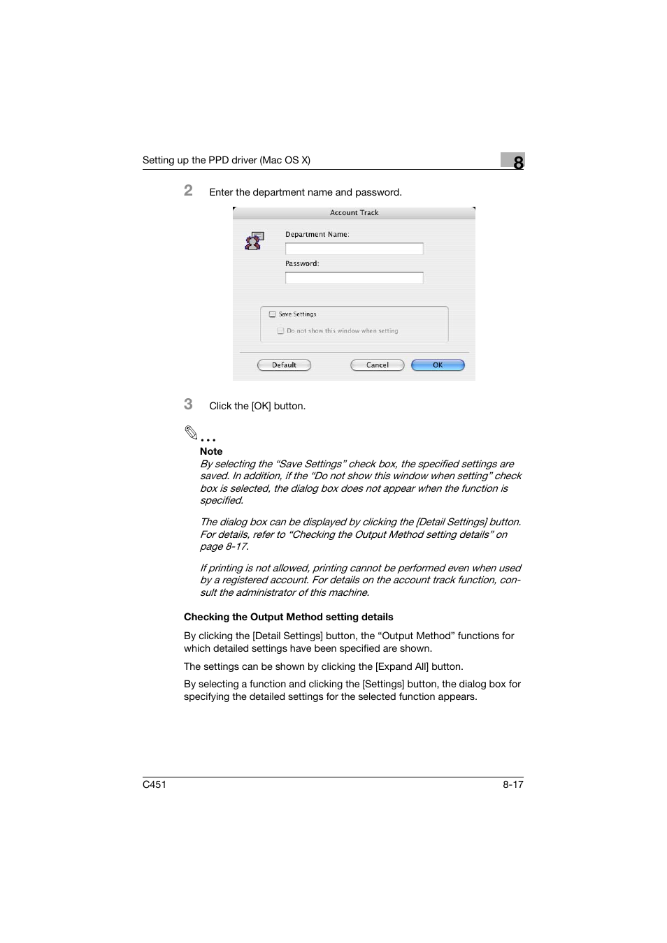 Checking the output method setting details, Checking the output method setting details -17 | Konica Minolta BIZHUP C451 User Manual | Page 284 / 410
