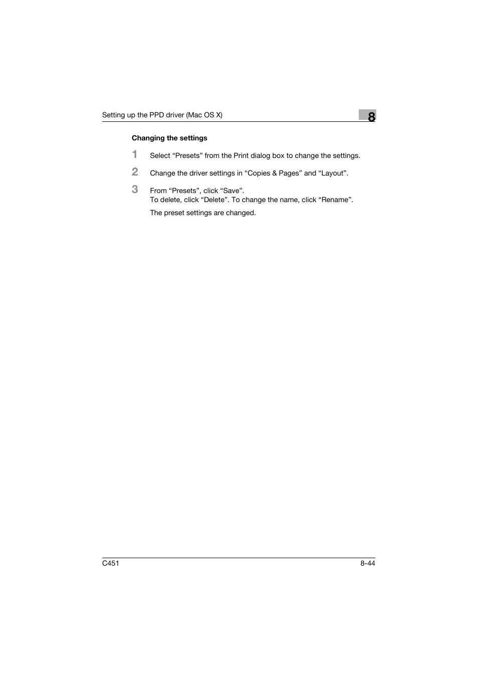 Changing the settings, Changing the settings -44 | Konica Minolta BIZHUP C451 User Manual | Page 311 / 410