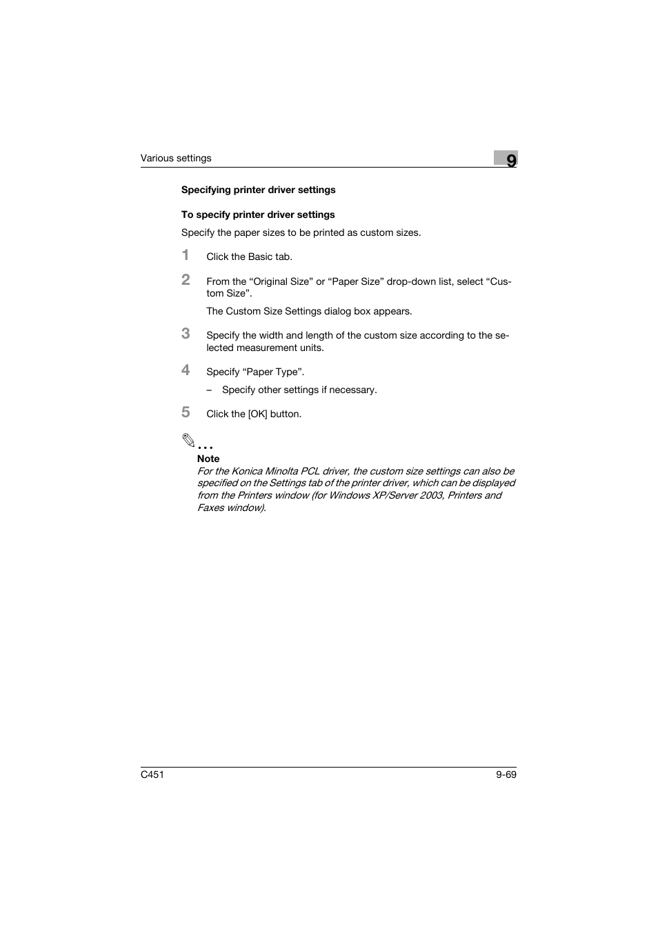Specifying printer driver settings, To specify printer driver settings | Konica Minolta BIZHUP C451 User Manual | Page 380 / 410
