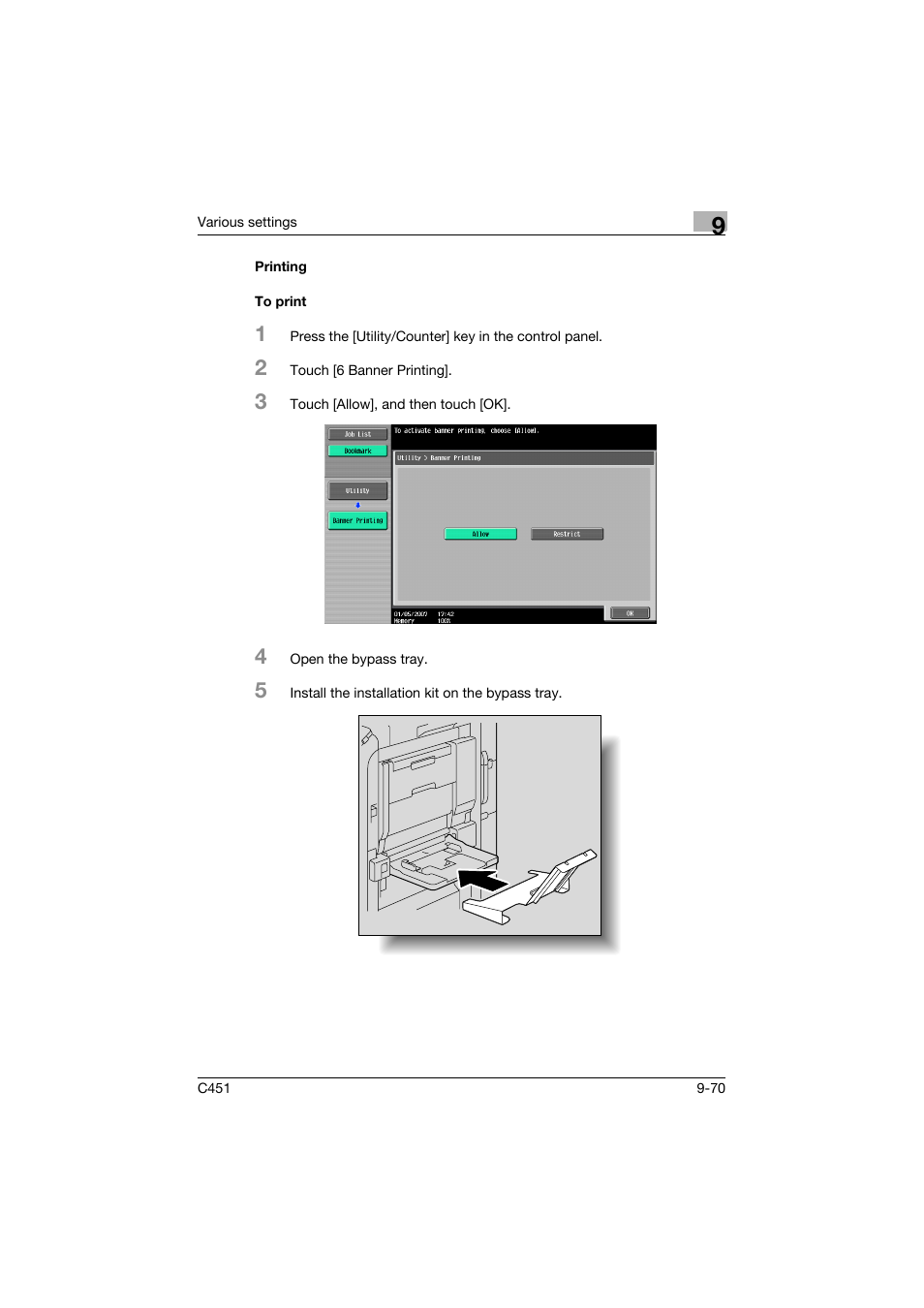 Printing, To print, Printing -70 to print -70 | Konica Minolta BIZHUP C451 User Manual | Page 381 / 410