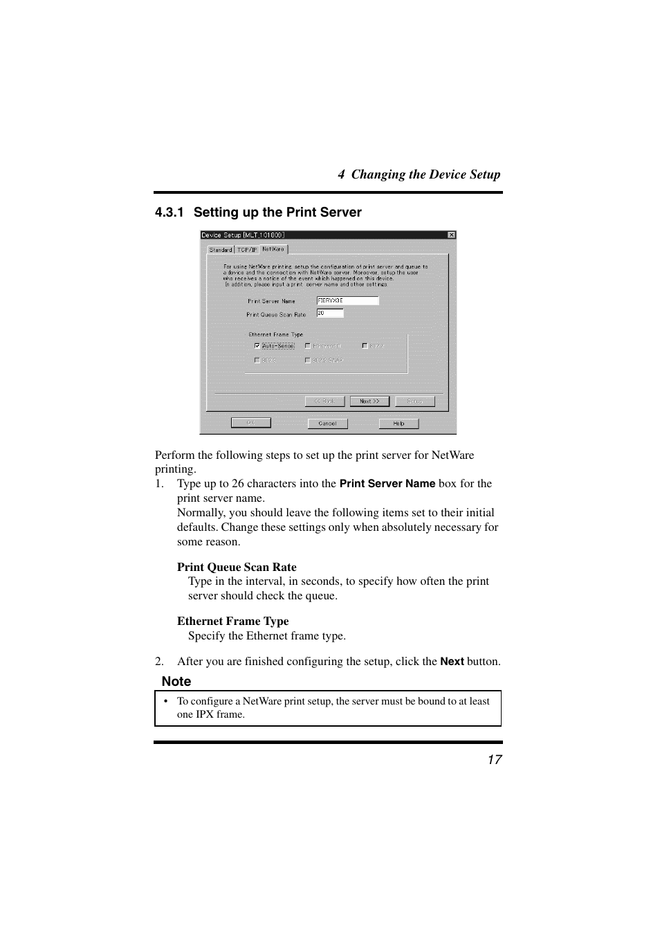 1 setting up the print server, See 4.3.1 setting up the print server | Konica Minolta PageScope User Manual | Page 22 / 47