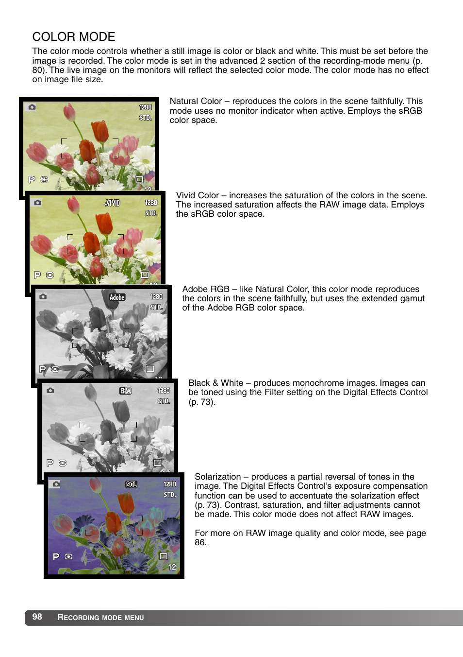 Color mode | Konica Minolta MM-A208 User Manual | Page 98 / 156