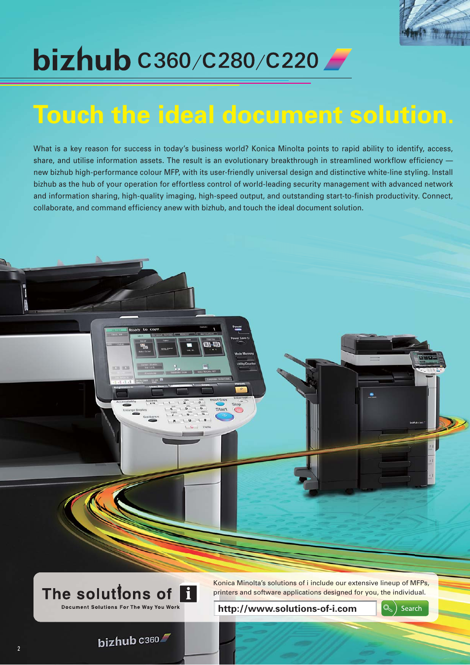 Touch the ideal document solution | Konica Minolta BIZHUB C220 User Manual | Page 2 / 12