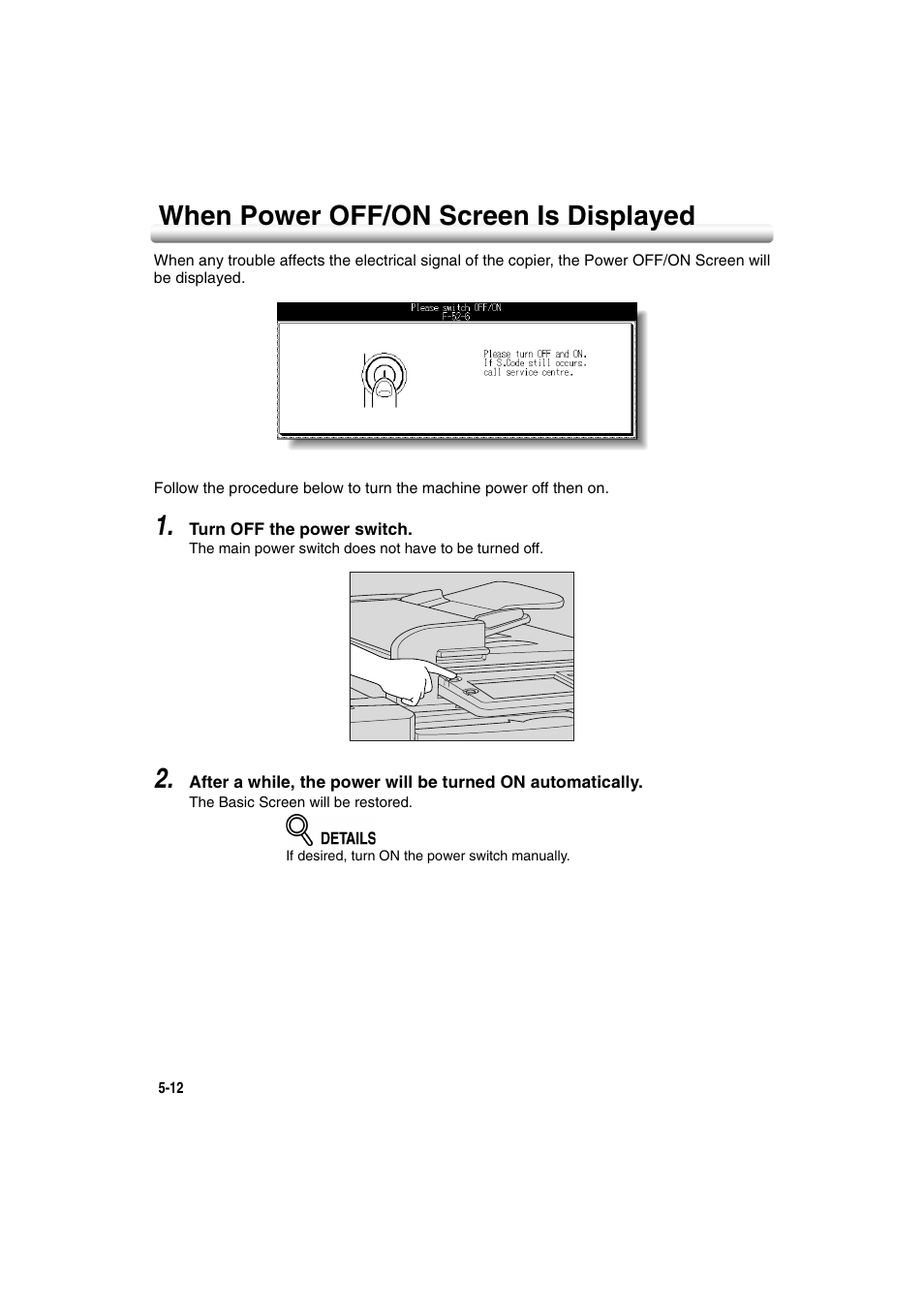 When power off/on screen is displayed, When power off/on screen is displayed -12 | Konica Minolta 7222 User Manual | Page 140 / 328