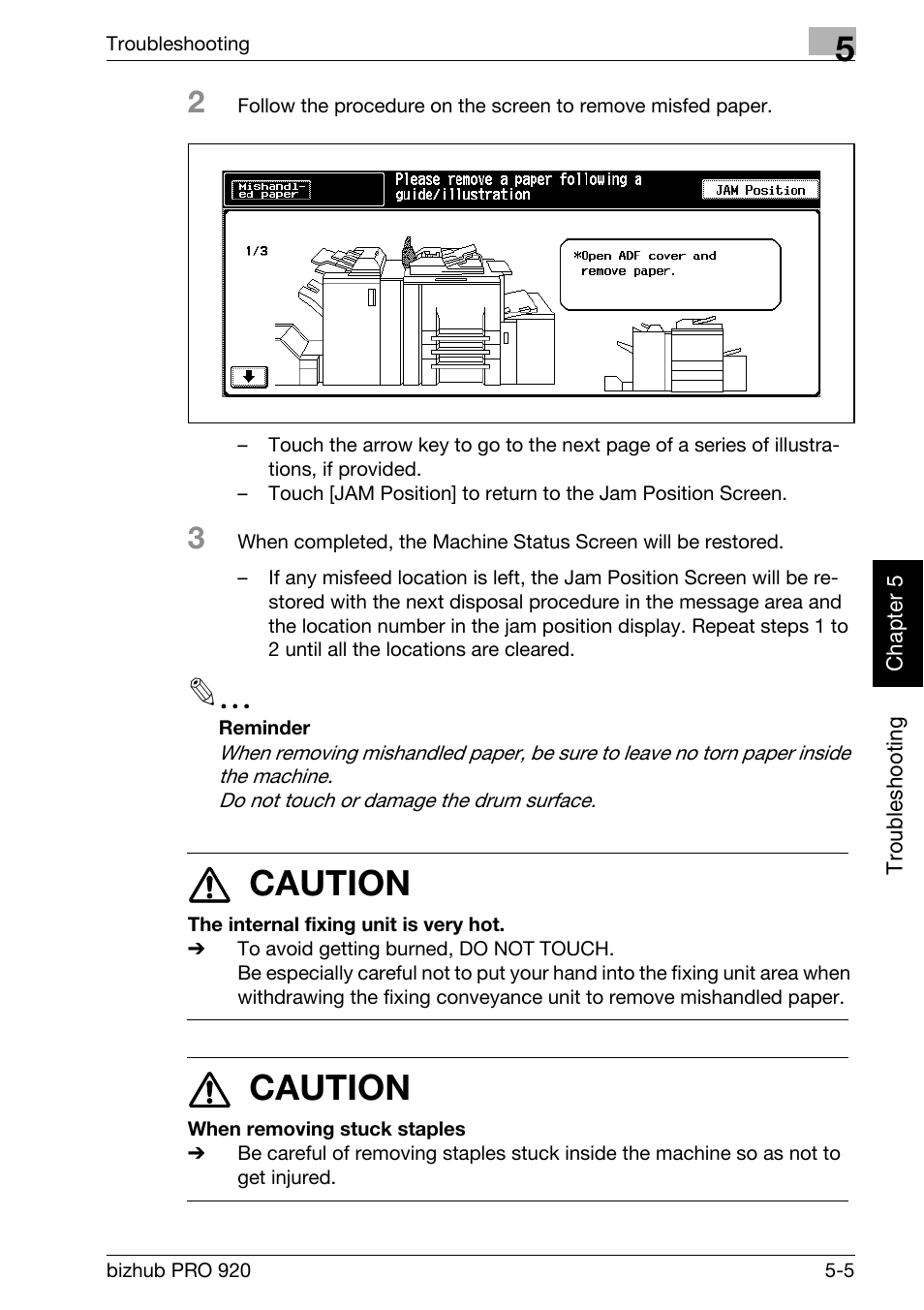 7 caution | Konica Minolta BIZHUB PRO bizhubPRO920 User Manual | Page 117 / 410