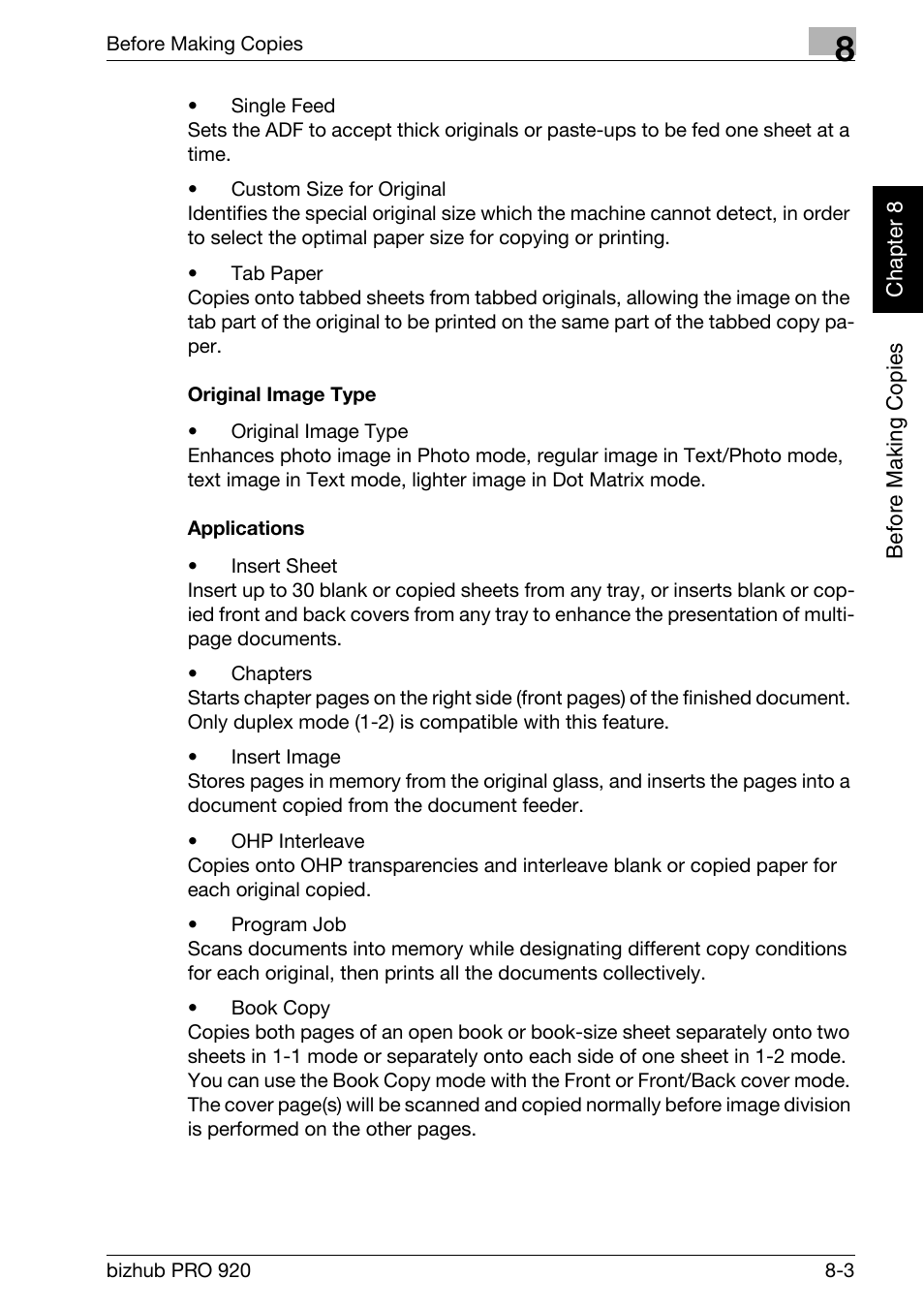 Original image type -3 applications -3 | Konica Minolta BIZHUB PRO bizhubPRO920 User Manual | Page 149 / 410