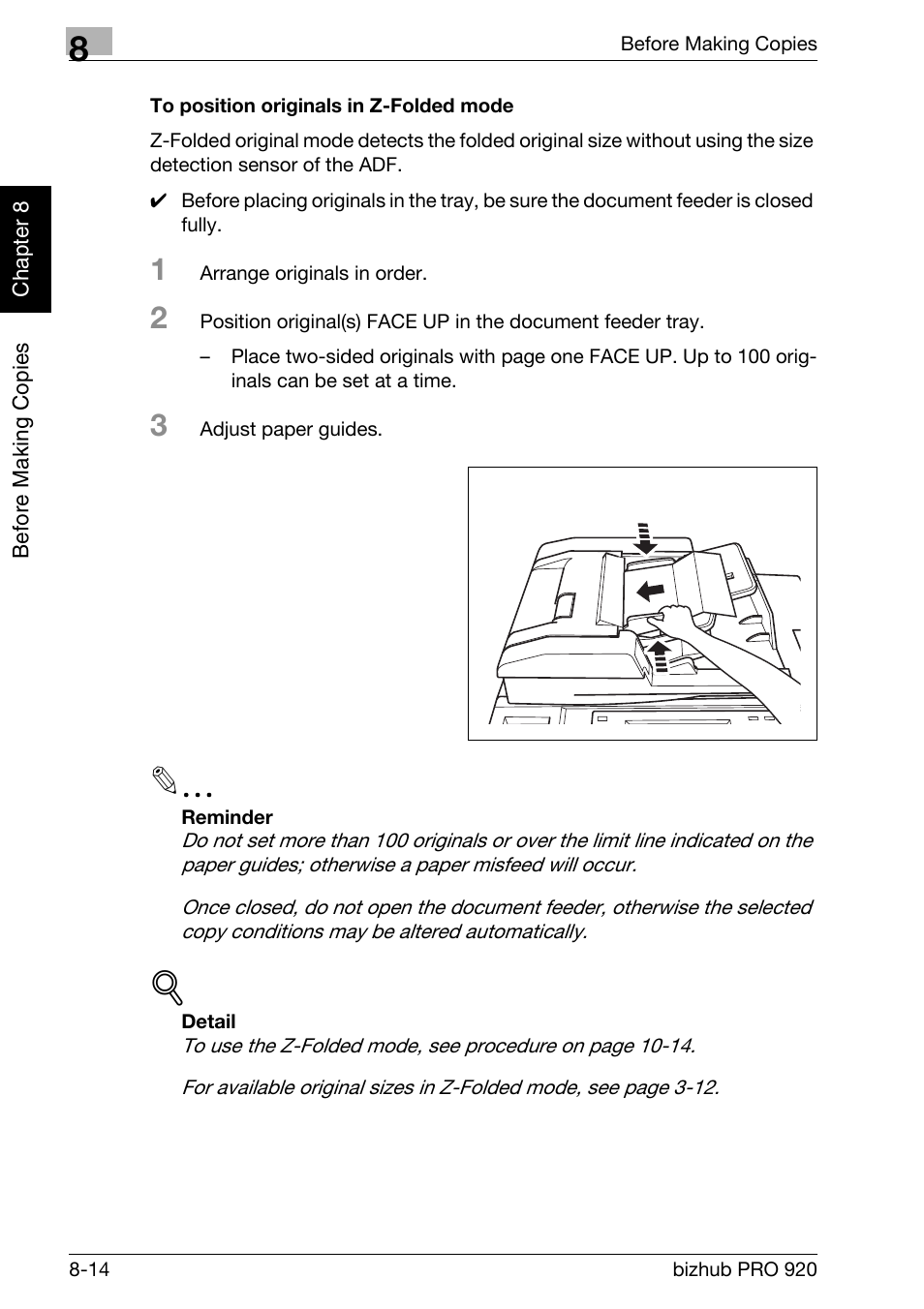 To position originals in z-folded mode -14 | Konica Minolta BIZHUB PRO bizhubPRO920 User Manual | Page 160 / 410