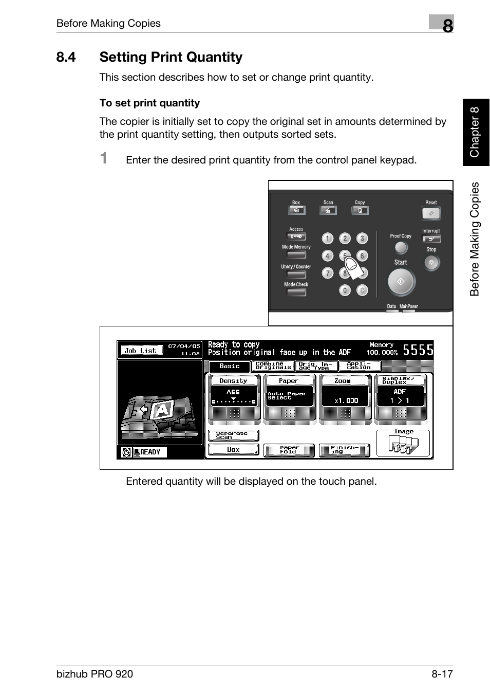 4 setting print quantity, Setting print quantity -17, To set print quantity -17 | Konica Minolta BIZHUB PRO bizhubPRO920 User Manual | Page 163 / 410