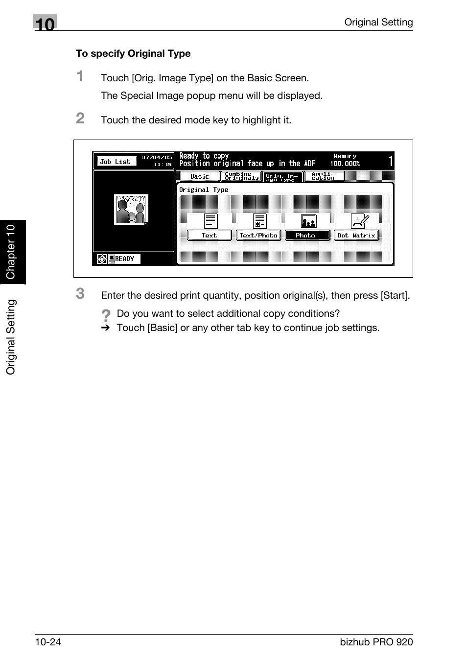 To specify original type -24 | Konica Minolta BIZHUB PRO bizhubPRO920 User Manual | Page 234 / 410