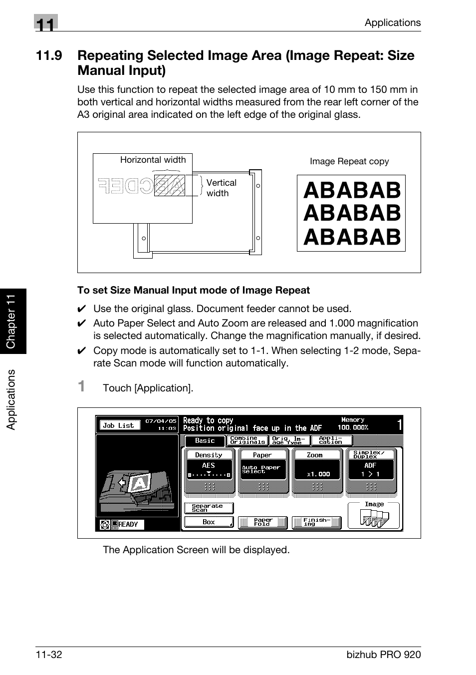 To set size manual input mode of image repeat -32 | Konica Minolta BIZHUB PRO bizhubPRO920 User Manual | Page 266 / 410