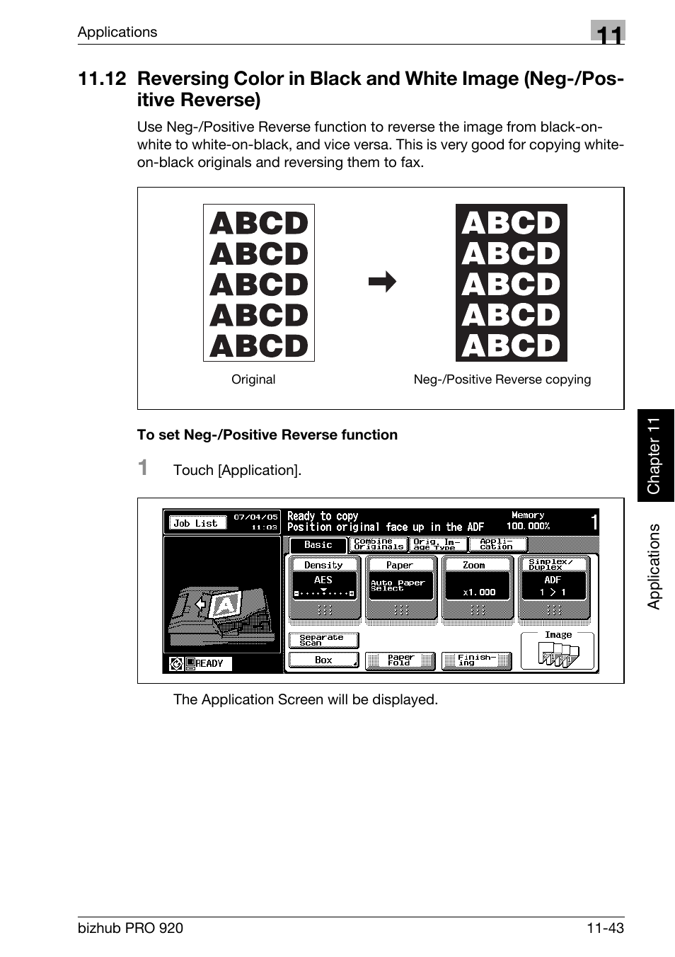 To set neg-/positive reverse function -43 | Konica Minolta BIZHUB PRO bizhubPRO920 User Manual | Page 277 / 410